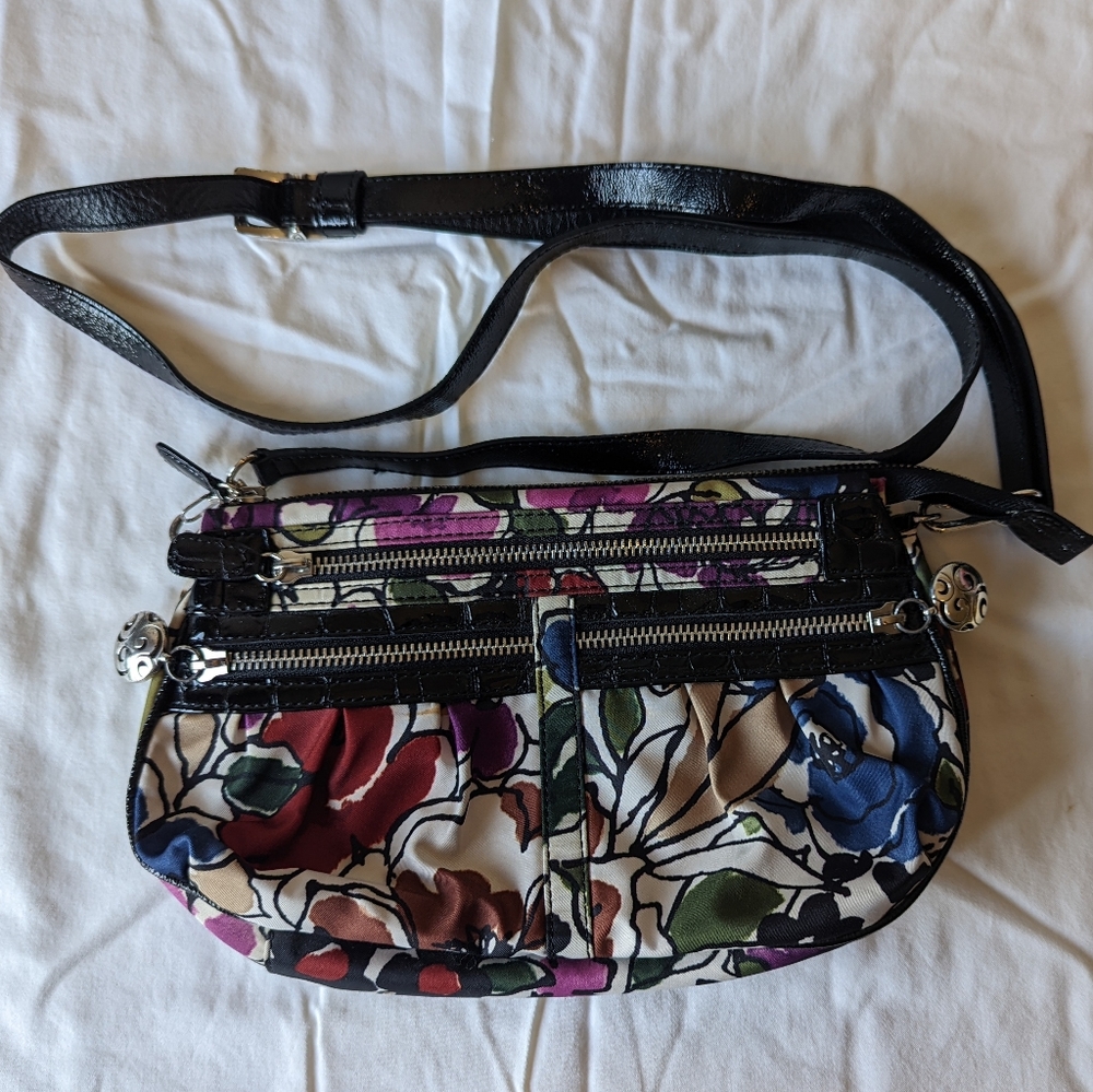 Brighton Small Crossbody Purse Clutch in Black & White Floral